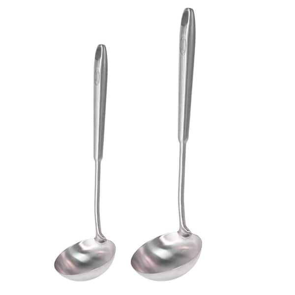 13.7 in. and 11.6 in. Stainless Steel Soup Ladle with Vacuum Ergonomic Round Handle for Cooking in Kitchen (2-Pack)