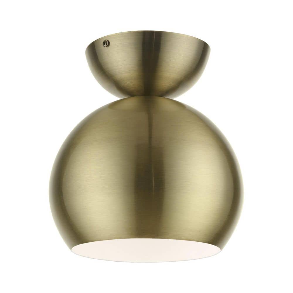 Hallshire 8 in. 1-Light Antique Brass Globe Semi-Flush Mount price history on PriceWatchPro