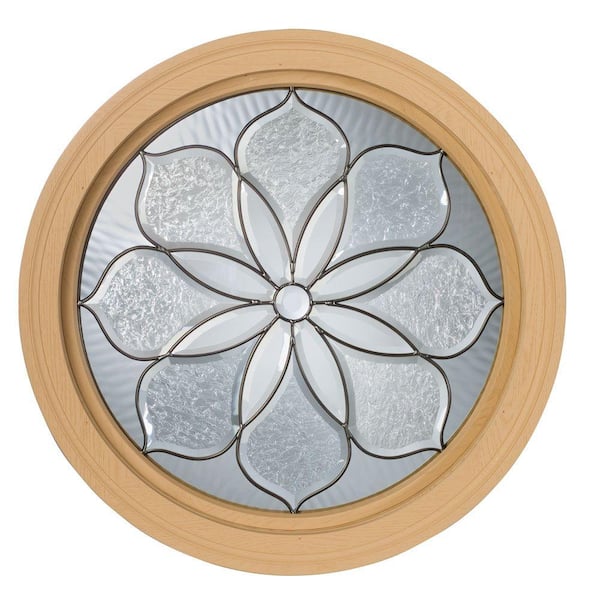 Century Polyurethane Stationary Round Windows, 24 in. x 24 in., Primed, Rough Opening with  Leaded Glass-DISCONTINUED