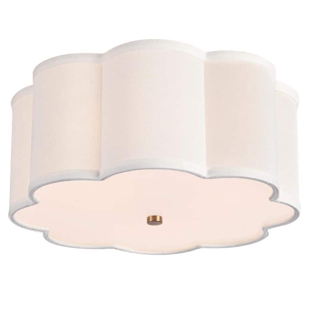 12.5 in. Cream White Fabric Drum LED Flush Mount Ceiling Light Fixture for Nursery, Kids Room (Bulbs Not Included)-3 E26 price history on PriceWatchPro