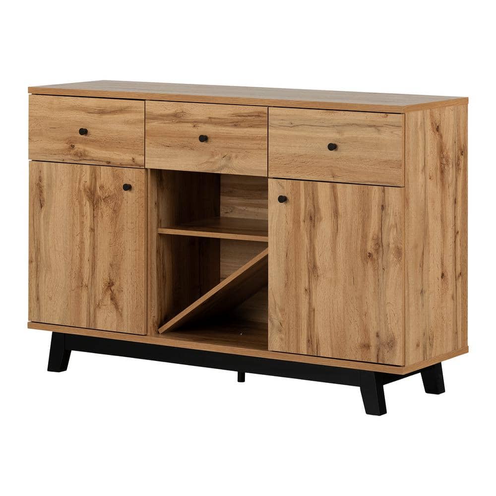 Contemporary Nordik Oak Buffet with Wine and Liquor Storage