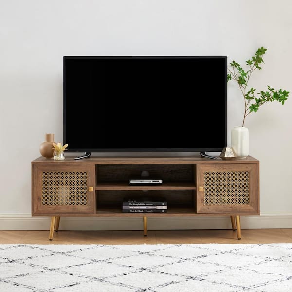 Edwin's Choice 59 in. TV Stand For Tvs Up To 70 in. Rustic Oak