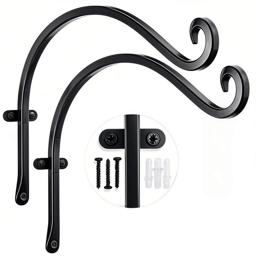 12 in. Outdoor Hanging Plant Hanger, Wall Hooks Plant Bracket Hook for Hanging Flower Baskets, Black (2-Pack) price history on PriceWatchPro