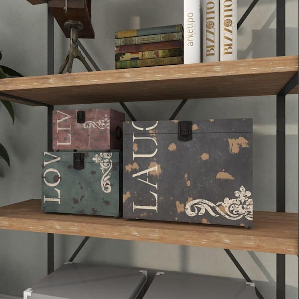 期間限定30％OFF! Litton Lane Rectangle Metal Live Love Laugh Box with Hinged その他