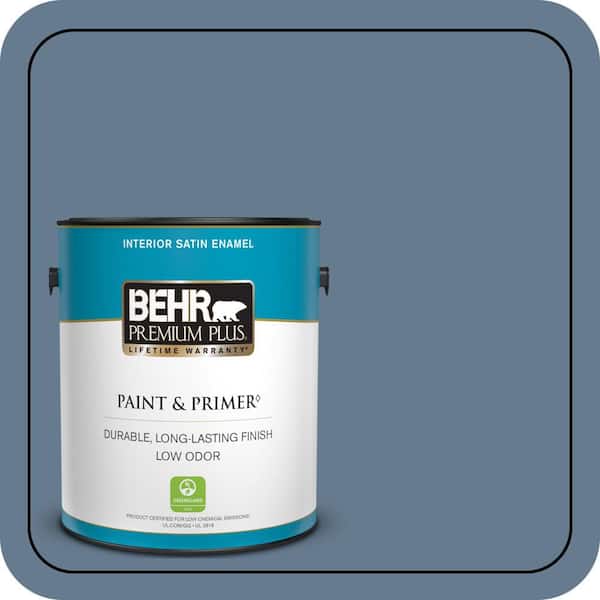 BEHR PREMIUM PLUS 1 gal. #S510-5 Skinny Jeans Satin Enamel Low Odor Interior Paint & Primer