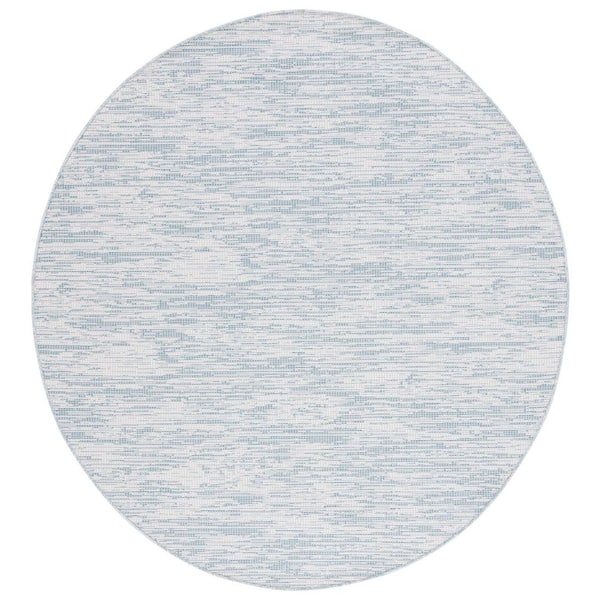 SAFAVIEH Hampton Aqua 6 ft. x 6 ft. Abstract Distressed Indoor/Outdoor Round Area Rug