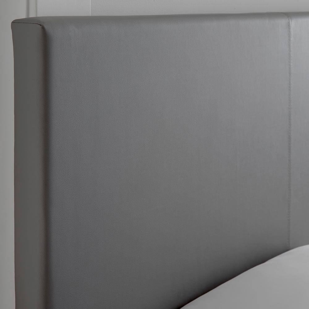 Finn Twin Upholstered Faux Leather Platform Bed in Gray