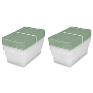 6 qt. Plastic Storage Box with Lid in Green ( 10-Pack)