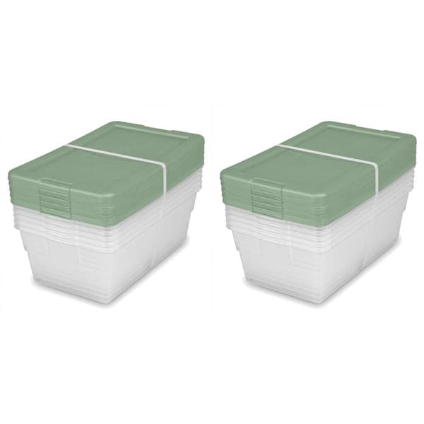 Sterilite 6 qt. Plastic Storage Box with Lid in Green ( 10-Pack)