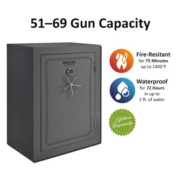 Total Defense 69-Gun Fire/Waterproof Electronic Back-Lit Lock Safe, Gray Pebble