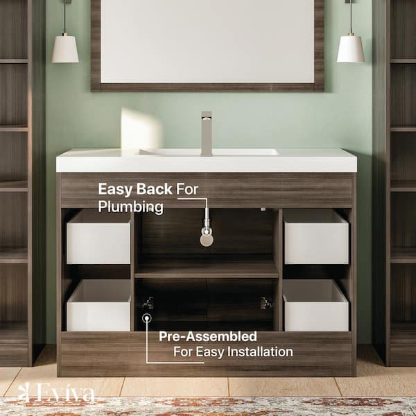 Eviva Lugano 30 in. W x 19 in. D x 36 in. H Single Bath Vanity in White with White Acrylic Top with White Integrated Sink