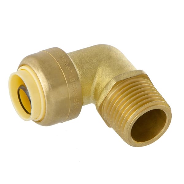 1/2 in. Push Fit x 1/2 in. NPT Male Pipe Thread Brass 90-Degree Elbow Fitting