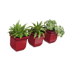 Valencia 8 in. Red Plastic Polypropylene Self-Watering Wall Mount Planter (3-Pack)