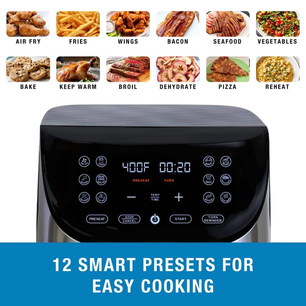 Kenmore 8 Qt Stainless Steel Digital Dual Basket Air Fryer