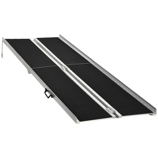 10 ft. Aluminum Skidproof PVC Portable Wheelchair Ramp, Carpeted Foldable Handicap Ramp, Threshold Ramp in Black