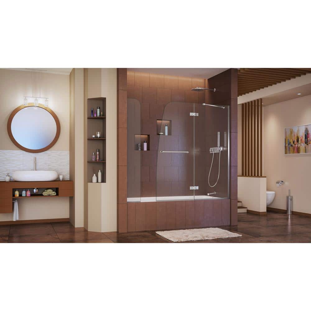 Aqua Ultra 60" x 58" Frameless Clear Glass Hinged Tub Door