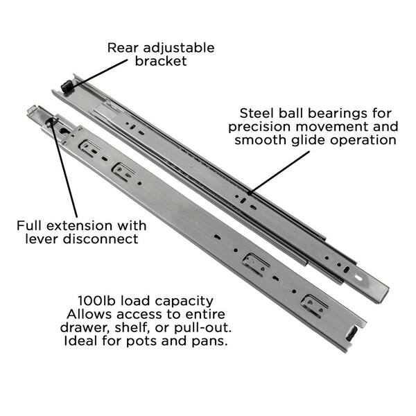 Richelieu 22-in Side Mount Drawer Slide 100-lb Load Capacity (2-Pieces) in  the Drawer Slides department at