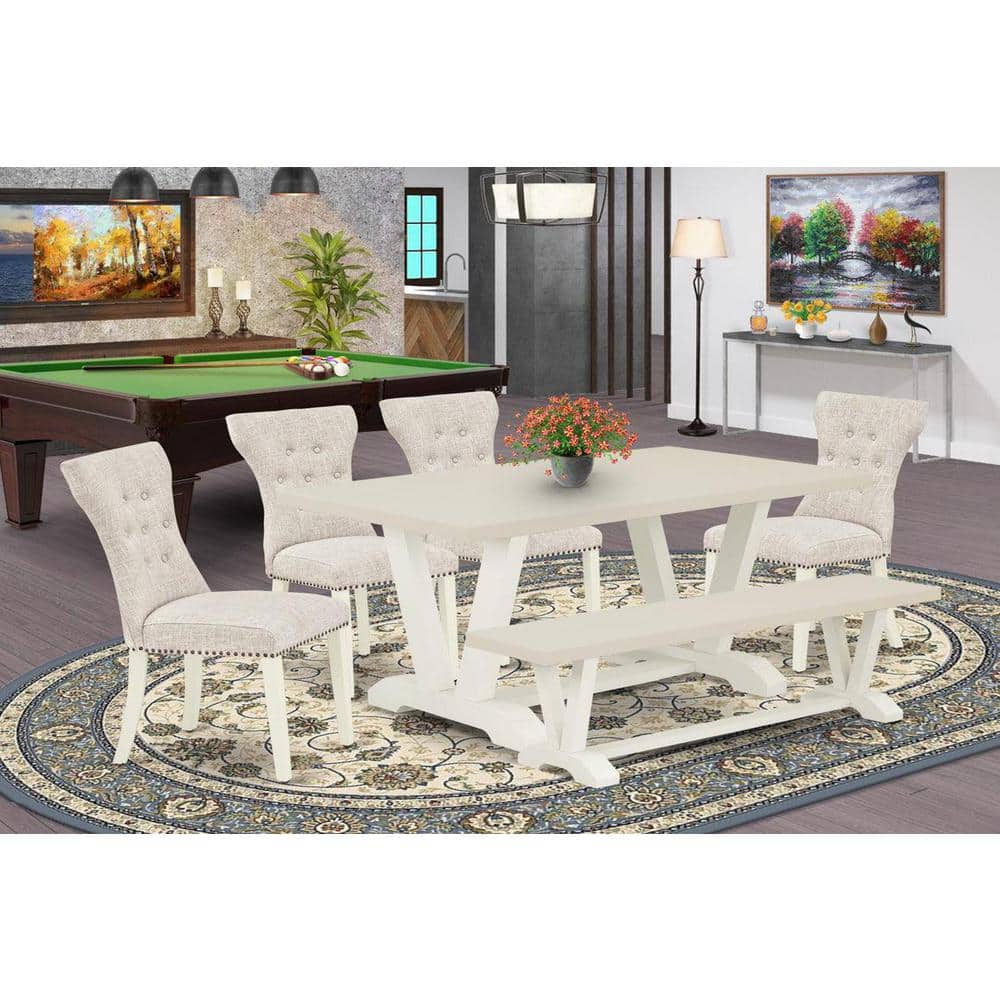 6-Piece Rectangle Natural Oak Finish Solid Wood Top Dining Table with 1-Bench, 4-Chairs with Lattice Back price history on PriceWatchPro