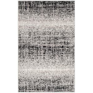 Adirondack Silver/Black Doormat 3 ft. x 5 ft. Solid Gradient Area Rug