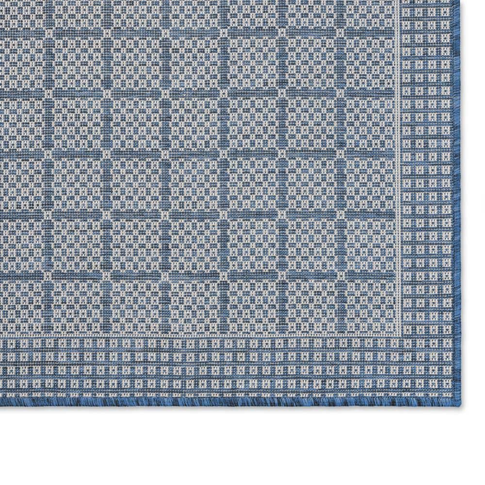 Blue and Gray Geometric Indoor/Outdoor Area Rug