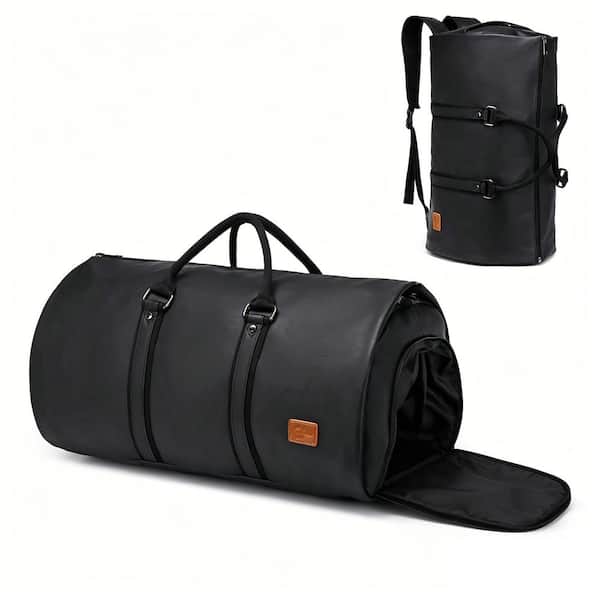 Black Convertible Travel Garment Bag, Carry on Garment Duffel Bag, 2 in 1 Hanging Suitcase Suit Business Travel Bag