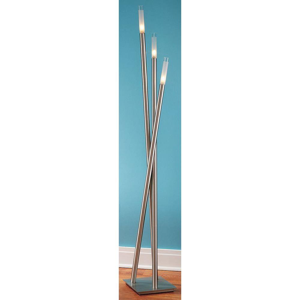 Icicle Brushed Nickel Floor Lamp with Frosted Sconces