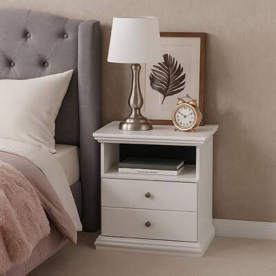 Twik White and Pewter 1 Drawer 16.22 in. W Nightstand