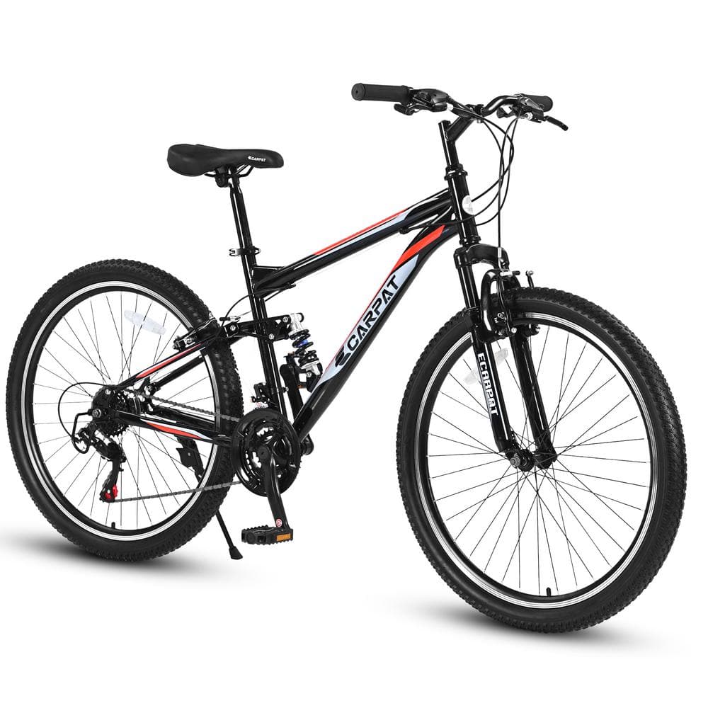 26 in. 21-Speed Black Steel Frame Bike for Men and Women