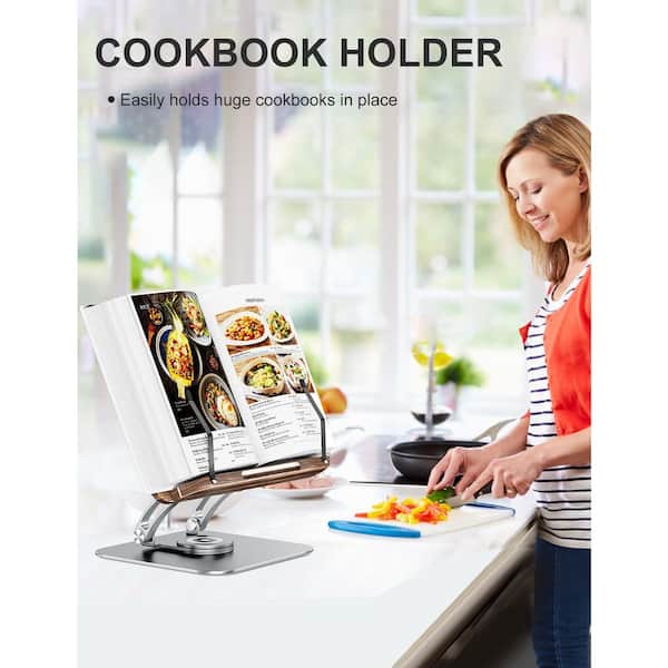 Book Stand For Reading Multi-Angle & Height Book Holder With 360° Swivel Base