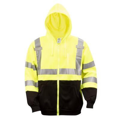 COR-BRITE Type R Class 3 Large Full-Zip Sweatshirt in Lime with Hood