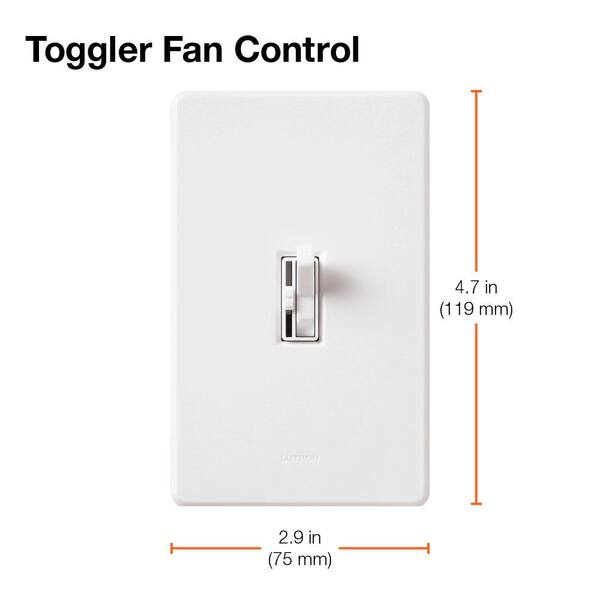Lutron Toggler 1.5-Amp Single-Pole/3-Way Quiet 3-Speed Slide-To-Off Fan Control- Ivory Lutron Toggler 1.5-Amp Single-Pole/3-Way Quiet 3-Speed Slide-To-Off Fan Control- Ivory