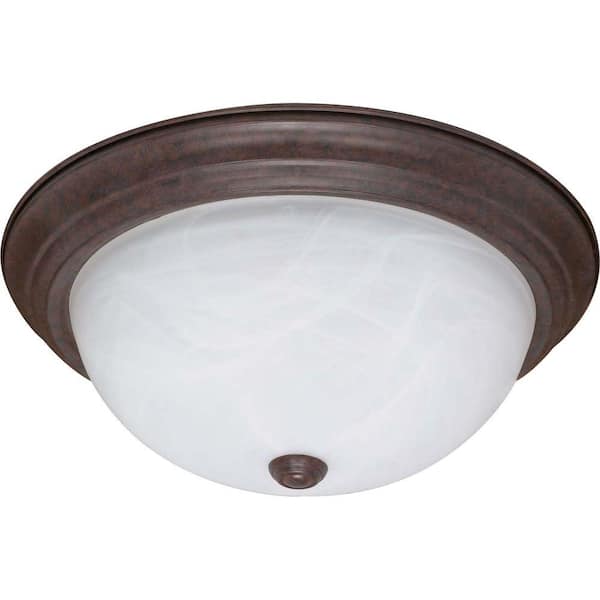 SATCO 3-Light Old Bronze Flush Mount with Alabaster Glass