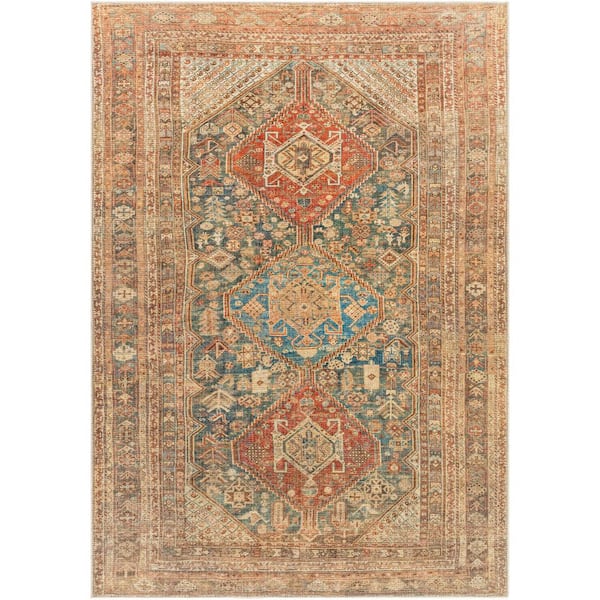 Livabliss Malone Brown Traditional 8 ft. x 10 ft. Indoor Machine-Washable Area Rug