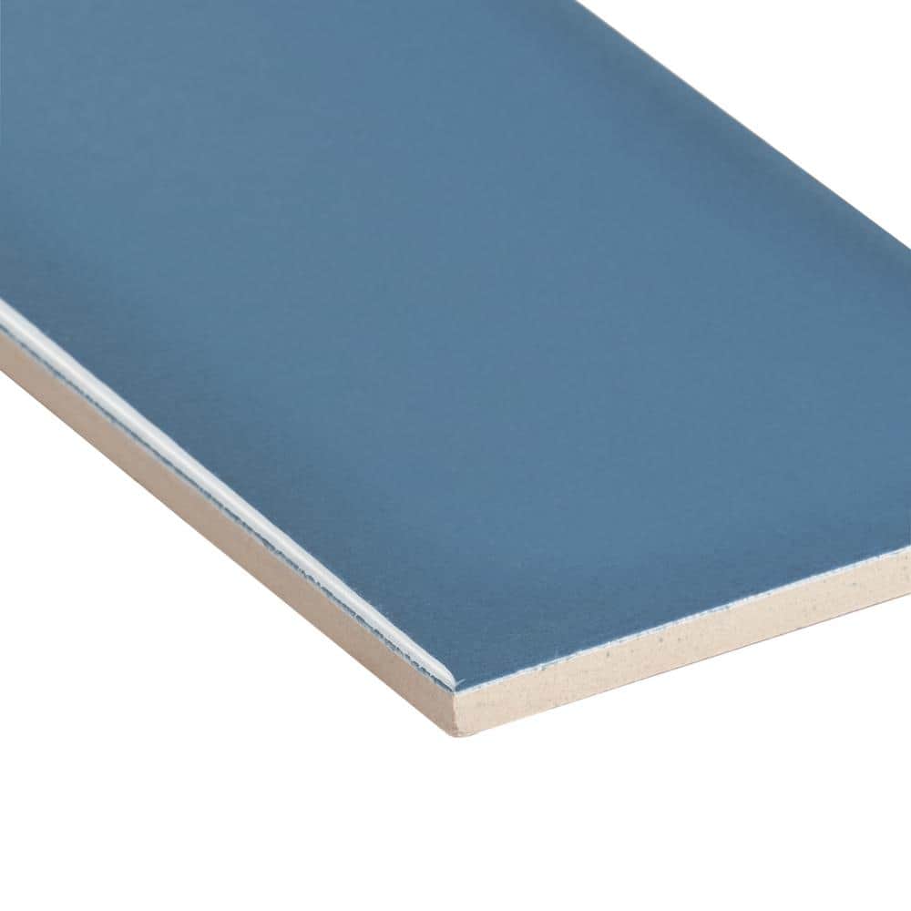 Abbey Road 4 x 12 Blue Polished Porcelain Subway Tile