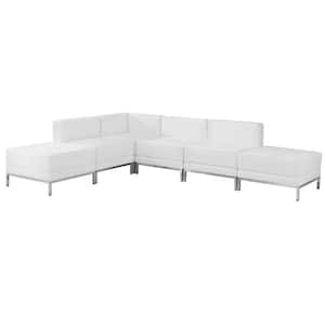 Hercules Imagination Series 6-Pieces White Leather Sectional Configuration