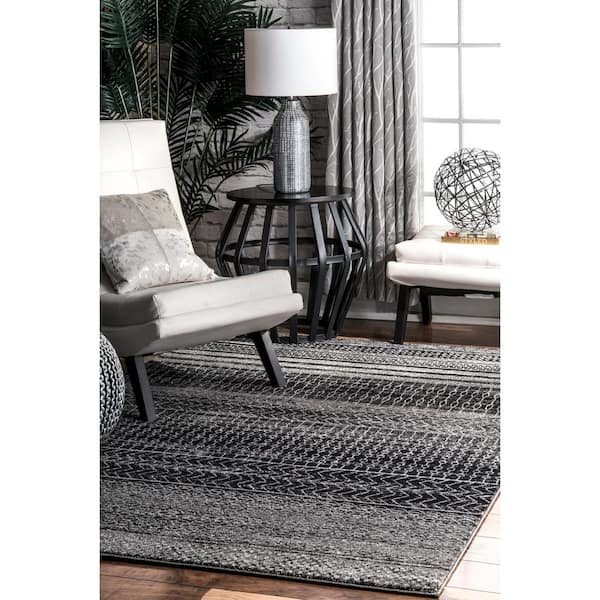 Nova Stripes Dark Gray 2 ft. x 10 ft. Rectangle Indoor Runner Rug
