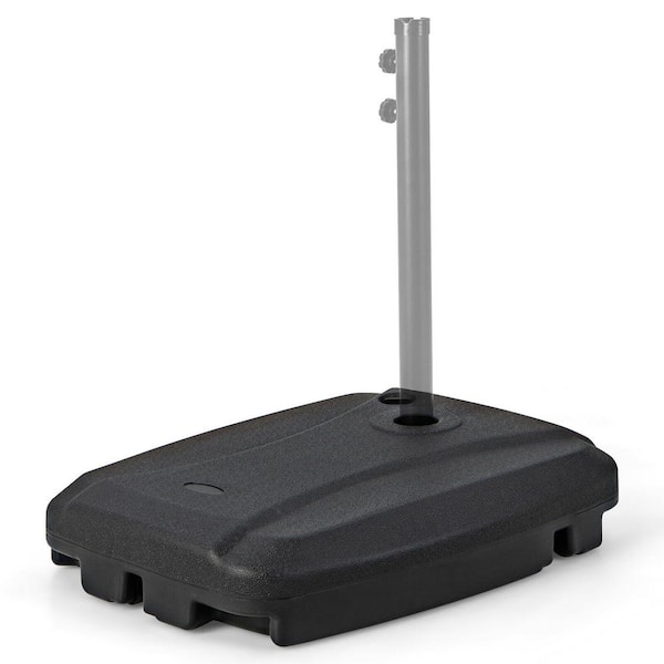 Gymax 13.5 lb. Cantilever Offset Patio Umbrella Base Stand Heavy-Duty Cross Base Wheels Outdoor in Black