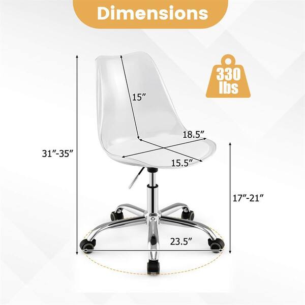 スケルトンチェアー Costway Acrylic Plastic Metal Foam Ergonomic Adjustable Height