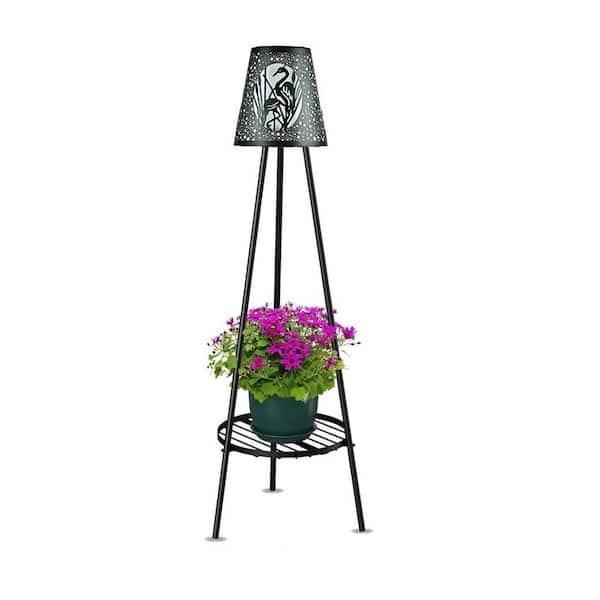 FAWEY TRED INC Yard Porch Lantern Decoration Floor Flamingo Lamps, Outdoor Solar Floor Lamp Lights with Metal Plant Stand