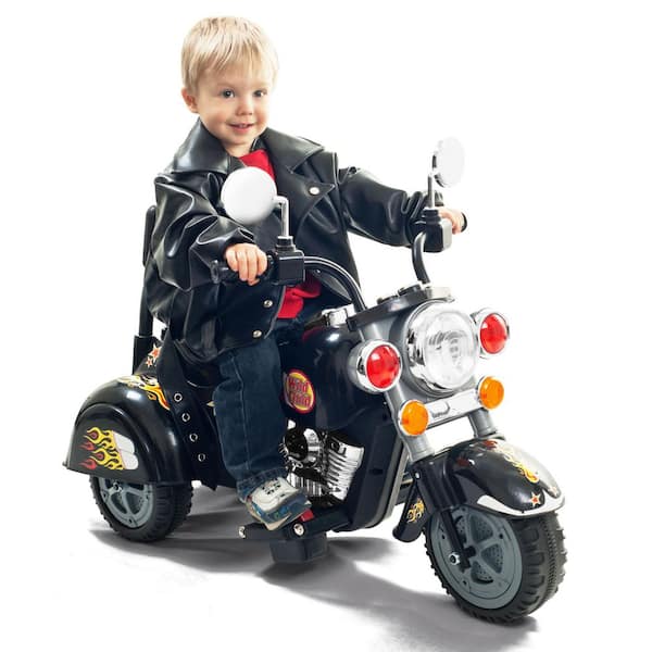 3-Wheel Battery Powered Ride on Toy Motorcycle Chopper in Black
