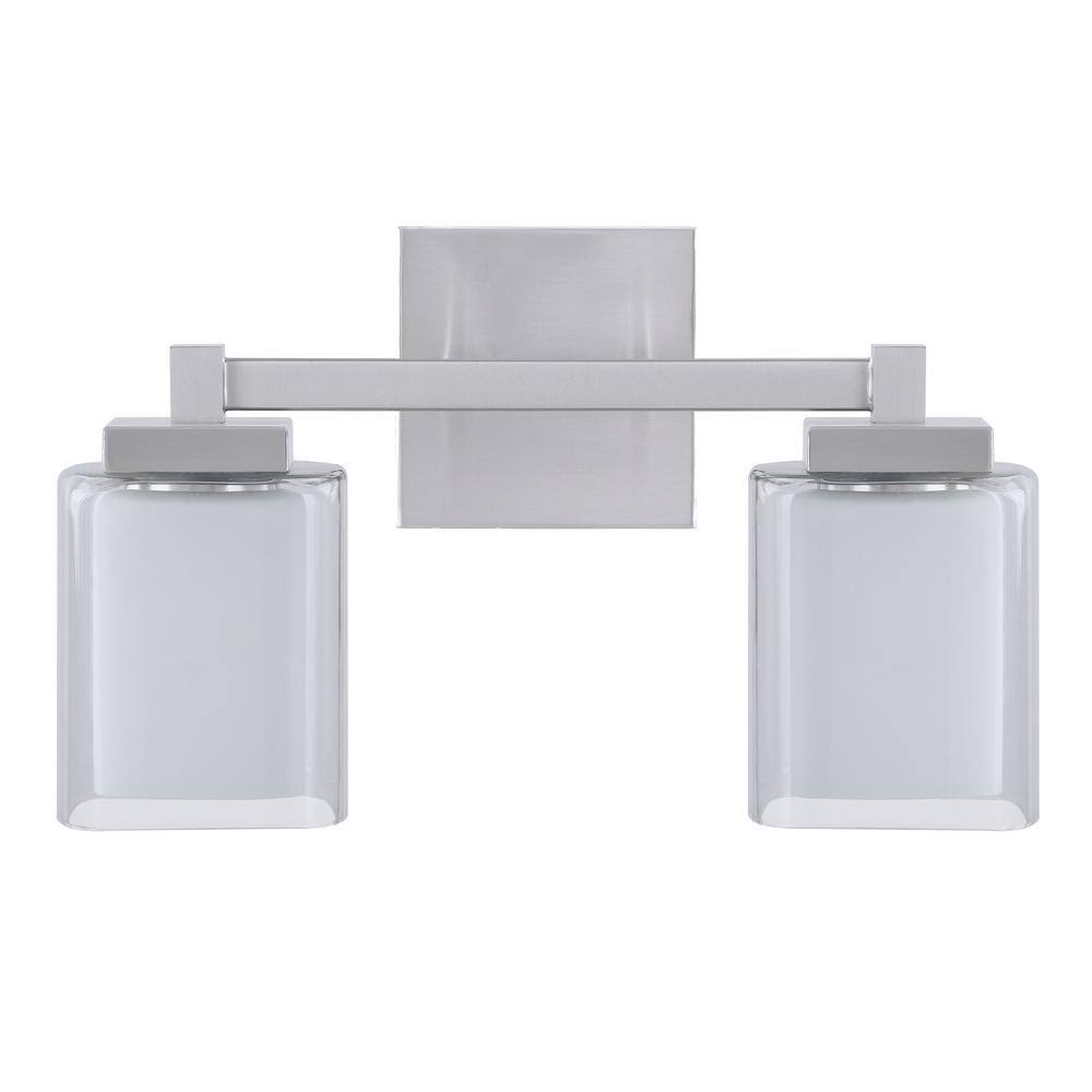 15" Satin Nickel 2-Light Vanity with Clear Glass Shades