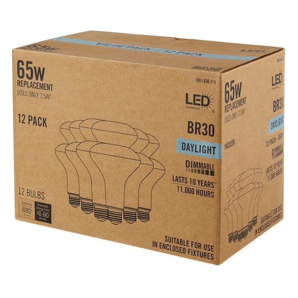 BRAND UNBRANDED 65-Watt Equivalent Dimmable Flood Light Bulb Daylight A20BR3065WULD22 - The Home Depot
