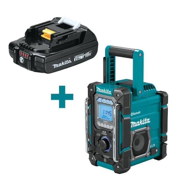 Makita 18V LXT Lithium Ion Compact Battery Pack 2.0Ah w bonus 18V LXT 12V max CXT Bluetooth Job Site Charger Radio Tool Only BL1820B XRM10 The Home Depot