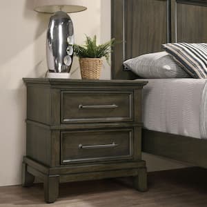 Emery Point 2-Drawer Gray with Care Kit Nightstand (25.5 in. H x 25.75 in. W x 15.63 in. D)