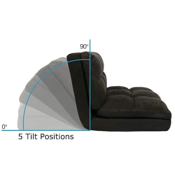 Loungie Microsuede Black Flip Floor Chair Convertible Lounger 