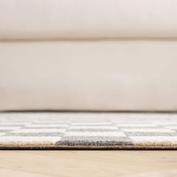 SAFAVIEH Martha Stewart Gray/Ivory 8 ft. x 10 ft. Checkered Area