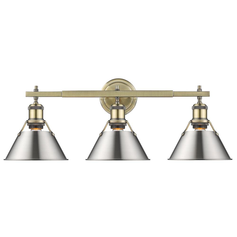 Orwell 4.875 in. 3-Light Aged Brass Vanity Light with Pewter Shade price history on PriceWatchPro