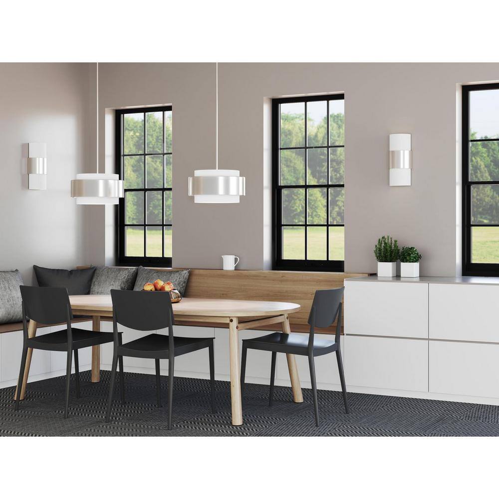 Silva Brushed Nickel Glass Drum Pendant Light
