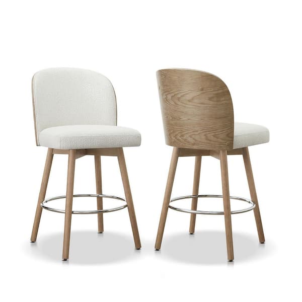 Tomlin Bentwood Upholstered Set of 2 Swivel Counter Stools