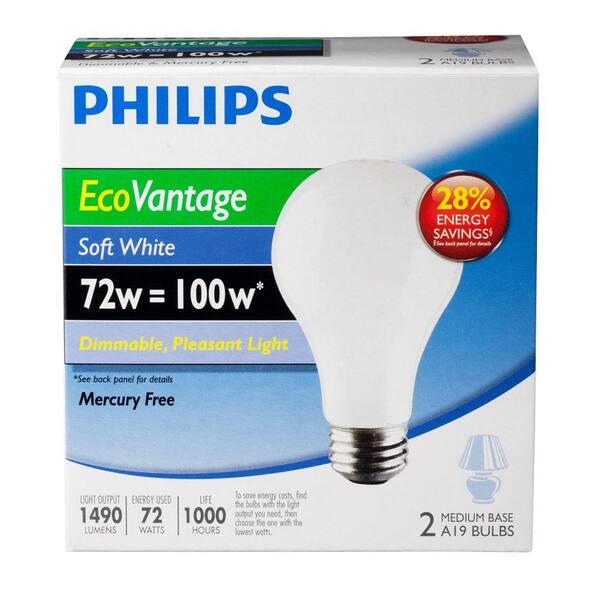 Beugel hefboom Wiens Philips 100-Watt Equivalent A19 Dimmable Eco Incandescent Light Bulb  (Halogen) Soft White (3000K) (24-Pack) 409821 - The Home Depot